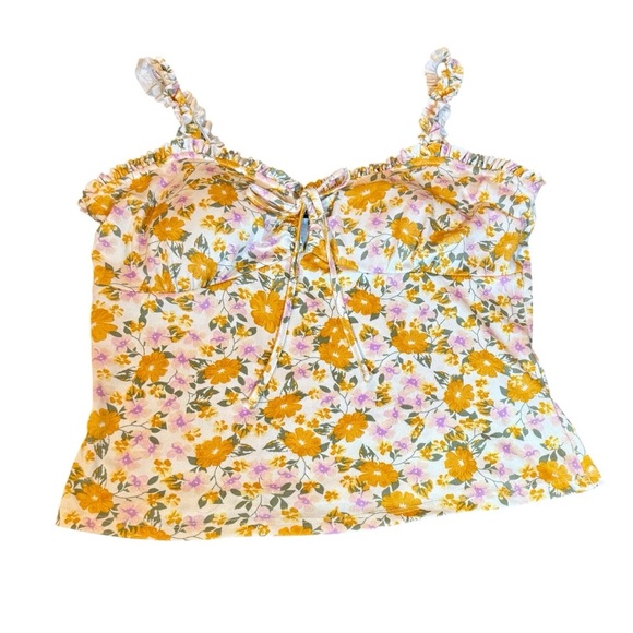 Derek Heart Floral Yellow &White Women Corset style Top ladies size L 2 for $30 - Picture 3 of 9